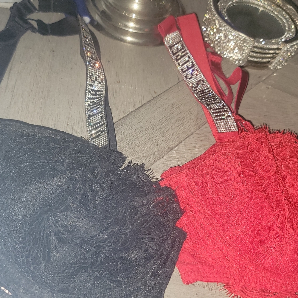 Victoria's Secret Red and Black Lace Bra. $25 Each. Indicate Which Color
